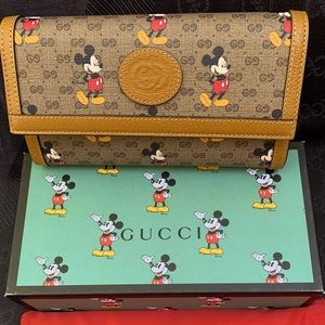 Gucci x Disney Mini Vintage GG Supreme Monogram Mickey Mouse Continental Wallet
